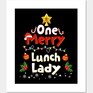 One Merry Lunch Lady Christmas Holiday Posters and Art